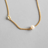 S925 Sterling Silver Freshwater Pearl Clavicle Chain Necklace