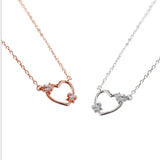 S925 Sterling Silver Heart Necklace Pendants Crystal Zircon Love Colar