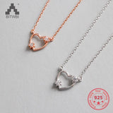 S925 Sterling Silver Heart Necklace Pendants Crystal Zircon Love Colar