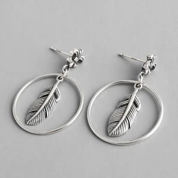 S925 Sterling Silver Cross Flower Stud Earrings