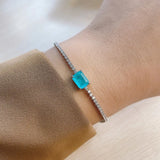 S925 Sterling Silver Gemstone Bracelet Sparkling Diamond Party Bridal Bangles