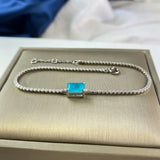 S925 Sterling Silver Gemstone Bracelet Sparkling Diamond Party Bridal Bangles
