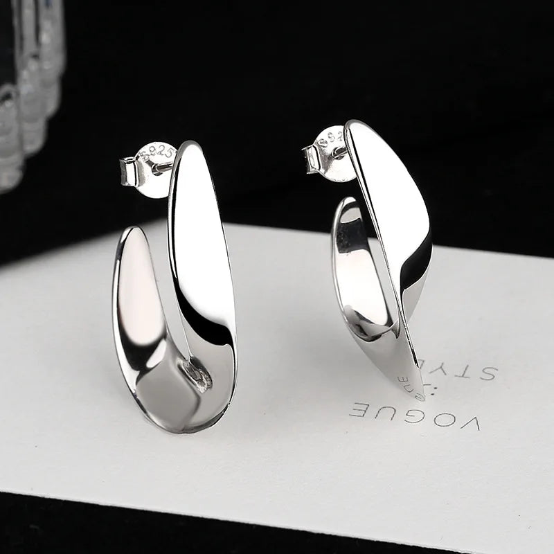 S925 Sterling Silver Twisted Stud Earrings