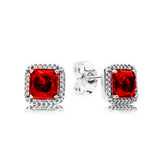 S925 Sterling Silver Green Red Zircon Starfish Daisy Earrings