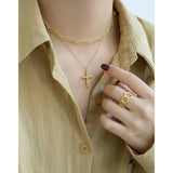 S925 Sterling Silver Necklace Cross Pendant Ladies Jewelry