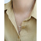 S925 Sterling Silver Necklace Cross Pendant Ladies Jewelry