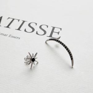 S925 Silver Star Moon Zircon Earrings