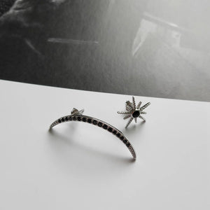 S925 Silver Star Moon Zircon Earrings
