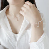 S925 Sterling Silver Fresh And kitten and bell Necklace Silver Jewelry
