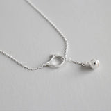 S925 Sterling Silver Fresh And kitten and bell Necklace Silver Jewelry