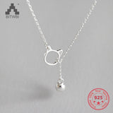 S925 Sterling Silver Fresh And kitten and bell Necklace Silver Jewelry