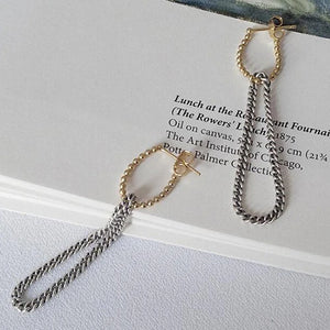 S925 Sterling Silver Long Earrings Ear Lines Twist Chain Retro Stud Earrings