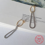 S925 Sterling Silver Long Earrings Ear Lines Twist Chain Retro Stud Earrings