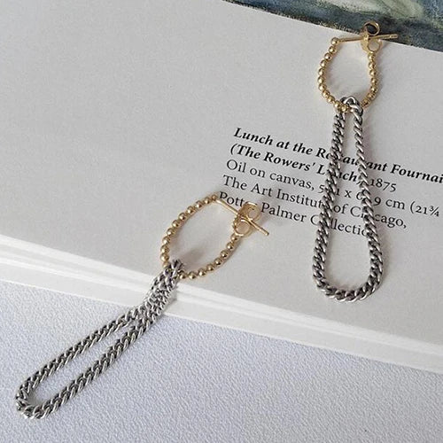 S925 Sterling Silver Long Earrings Ear Lines Twist Chain Retro Stud Earrings