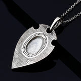 S925 Sterling Silver Necklace Pendant Natural Moonstone Retro Bohemian Style
