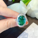 S925 Sterling Silver Green Emerald Ring for Women