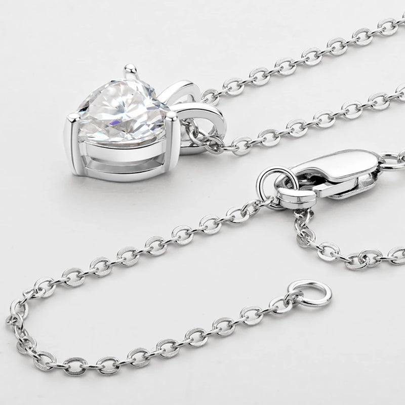 Heart-shaped Moissanite Necklace S925 Silver Plate Pt950 Pendant Chain