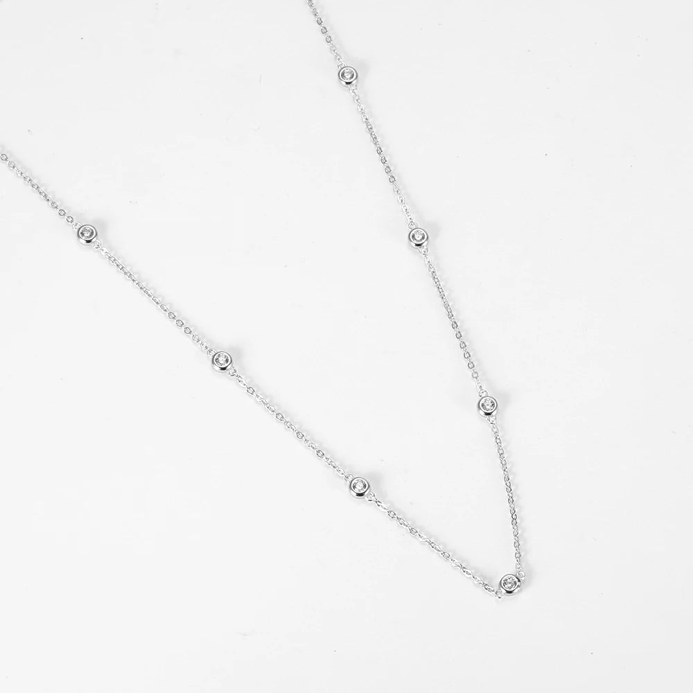S925 Sterling Silver Zircon Bead Necklace for Women