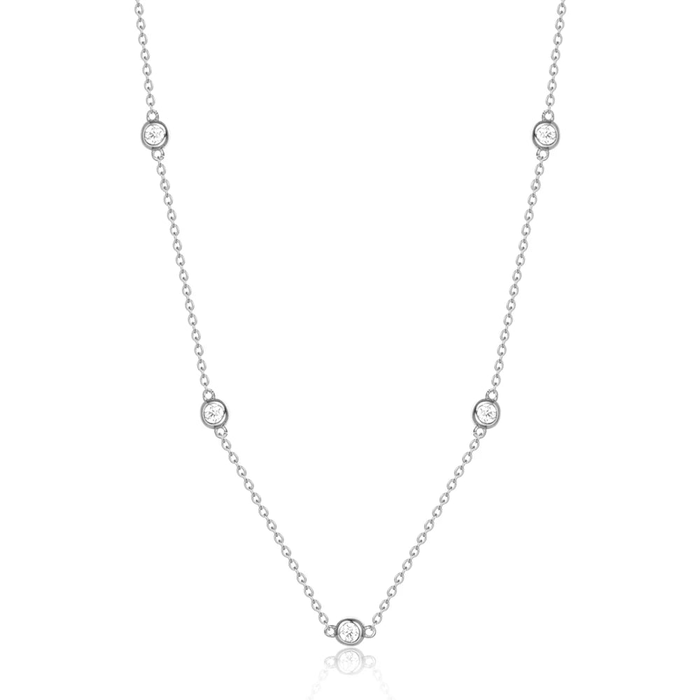 S925 Sterling Silver Zircon Bead Necklace for Women