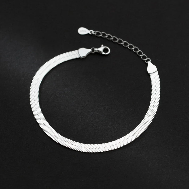 S925 Sterling Silver Snake Bone Chain Bracelet For Women
