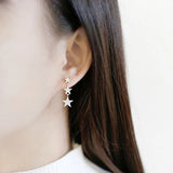 S925 Silver Stars Stud Earrings CZ Romantic Jewelry