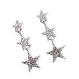 S925 Silver Stars Stud Earrings CZ Romantic Jewelry