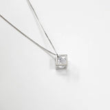 S925 Sterling Silver Hollow Cube Zircon Necklace