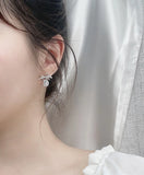 Sterling Silver Bow Mozanstone Earrings Sweet Romantic Gift