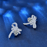 Bow Mozanstone Earrings Sterling Silver Women's Jewelry