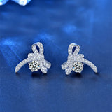 Bow Mozanstone Earrings Sterling Silver Women's Jewelry