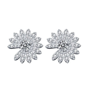 S925 Sterling Silver Daisy Mozanstone Earrings Women's Jewelry