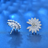 S925 Sterling Silver Daisy Mozanstone Earrings Women's Jewelry