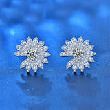 S925 Sterling Silver Daisy Mozanstone Earrings Women's Jewelry