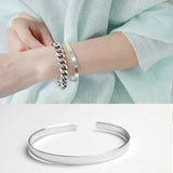 S925 Sterling Silver Women's Bracelet Smooth Minimalist Style