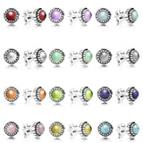 S925 Sterling Silver Zircon Stud Earrings - 12 Colors