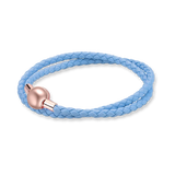 S925 Sterling Sliver Double Circle Leather Bracelet