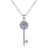 S925 1ct Mosanite Pendant Key Diamond Necklace