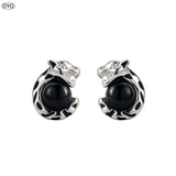 S925 Silver Agate Leopard Earrings