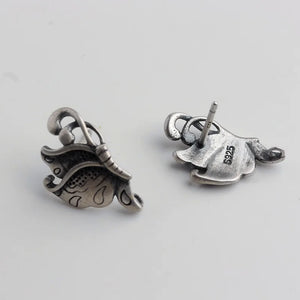 S925 Silver Butterfly Dance Earrings Retro Ethnic