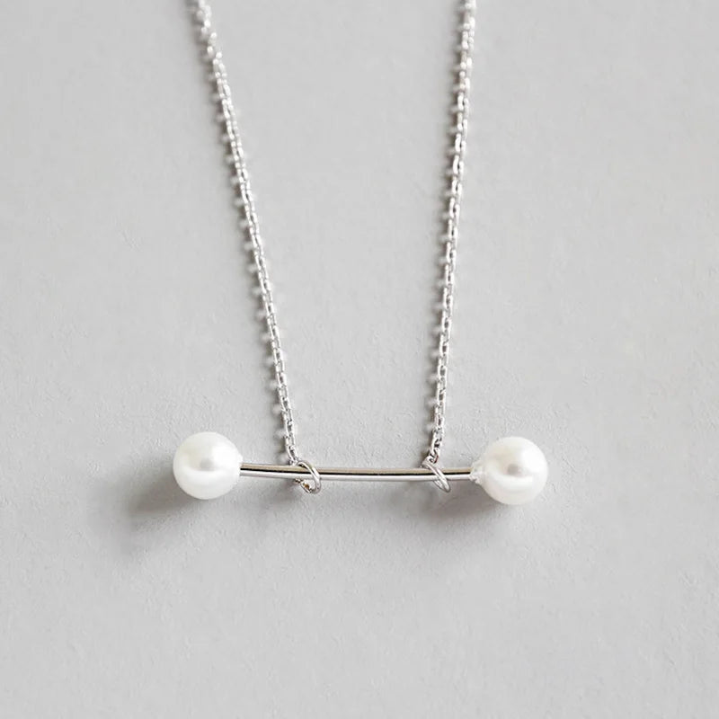 S925 Geometric Element Pearl Pendant Necklace