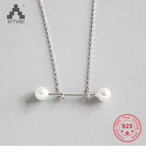 S925 Geometric Element Pearl Pendant Necklace