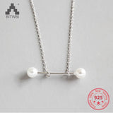 S925 Geometric Element Pearl Pendant Necklace