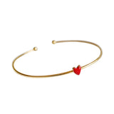 Sterling Silver Red Epoxy Heart Gold-Plated Bracelet
