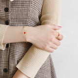 Sterling Silver Red Epoxy Heart Gold-Plated Bracelet