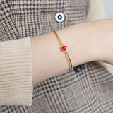 Sterling Silver Red Epoxy Heart Gold-Plated Bracelet