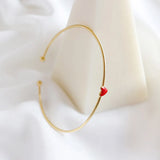 Sterling Silver Red Epoxy Heart Gold-Plated Bracelet