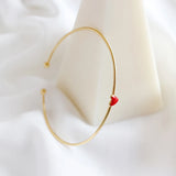Sterling Silver Red Epoxy Heart Gold-Plated Bracelet