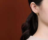 S925 Sterling Silver Gold-Plated Hetian Jade Sapphire Earrings