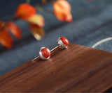 S925 Sterling Silver Southern Red Agate Earrings