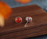 S925 Sterling Silver Southern Red Agate Earrings